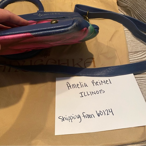 Anuschka Large Crossbody Satchel in Moonlit Peonies with Matching Wallet - Picture 10 of 15